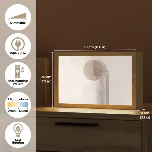 Minimalistisch - Cirkel - Lichtgrijs Light Box met kabel (Tafellamp) klein -USP_EN