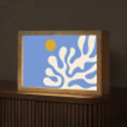Minimalistisch - Organisch patroon - Blauw Light Box met kabel (Tafellamp) klein -z3d_website