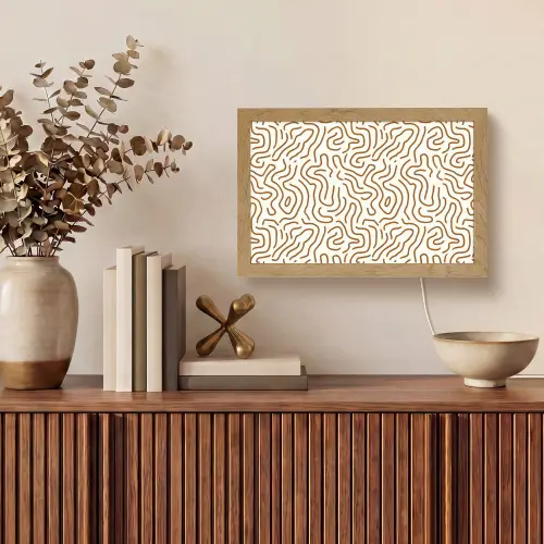 Minimalistisch - Patroon - Terracotta Light Box met kabel (Tafellamp) klein 924 -sfeer2