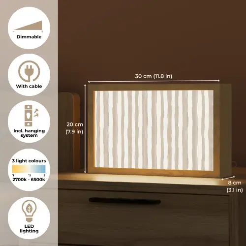 Minimalistisch - Strepen - Beige Light Box met kabel (Tafellamp) klein 924 -USP_EN