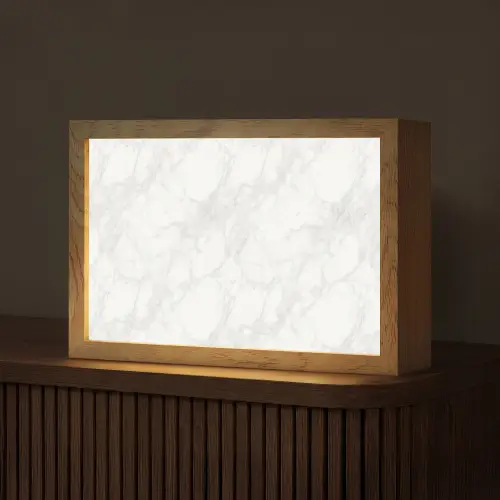 Minimalistisch - Wit - Grijze aders Light Box met kabel (Tafellamp) klein 924 -z3d_website