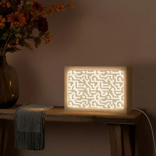 Modern - Abstract - Beige Light Box met kabel (Tafellamp) klein 924 -sfeer4