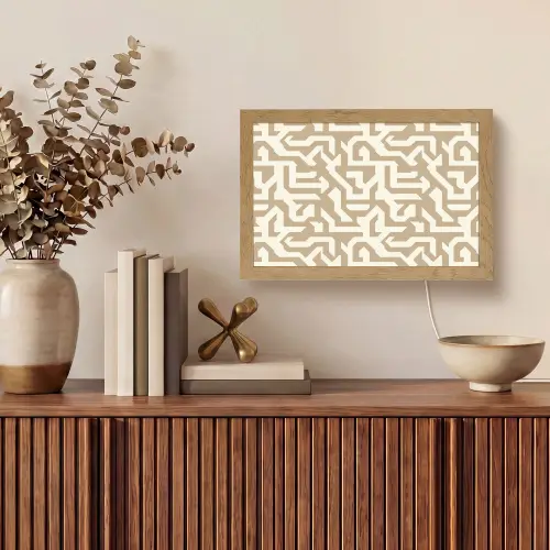 Modern - Abstract - Beige Light Box met kabel (Tafellamp) klein 924 -sfeer2