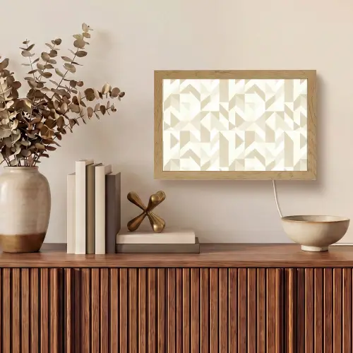 Modern - Abstract - Beige Light Box met kabel (Tafellamp) klein 924 -sfeer2