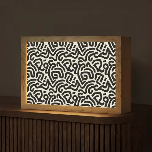 Modern - Abstract - Zwart Light Box met kabel (Tafellamp) klein 924 -z3d_website