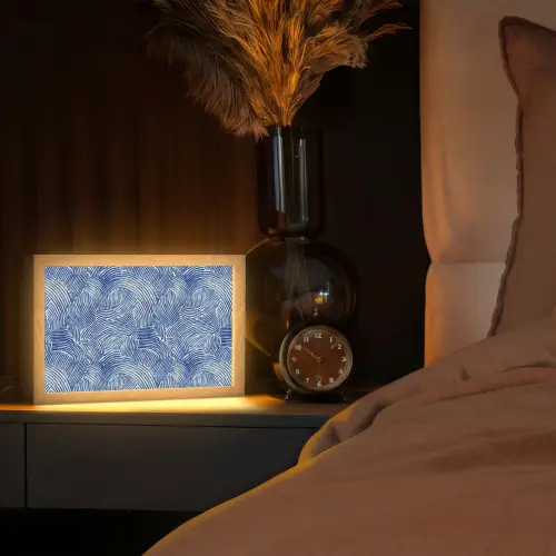 Modern - Abstract - Blauw Light Box met kabel (Tafellamp) klein 924 -sfeer1