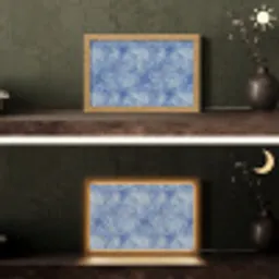 Modern - Abstract - Blauw Light Box met kabel (Tafellamp) klein 924 -sfeer3