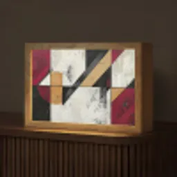 Modern - Abstract - Geometrisch - Rood - Industrieel Light Box met kabel (Tafellamp) klein -z3d_website