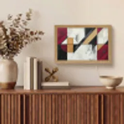 Modern - Abstract - Geometrisch - Rood - Industrieel Light Box met kabel (Tafellamp) klein -sfeer2