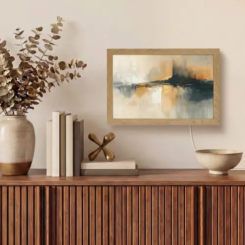 Modern - Abstract - Goud - Zwart Light Box met kabel (Tafellamp) klein -sfeer2