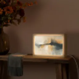 Modern - Abstract - Goud - Zwart Light Box met kabel (Tafellamp) klein -sfeer4