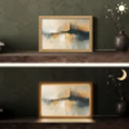 Modern - Abstract - Goud - Zwart Light Box met kabel (Tafellamp) klein -sfeer3