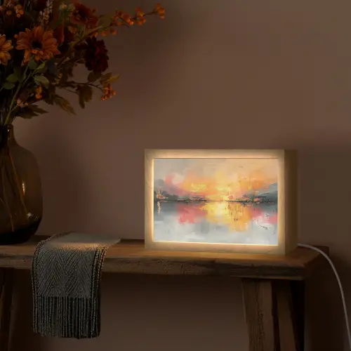 Modern - Abstract - Goud - Roze Light Box met kabel (Tafellamp) klein -sfeer4