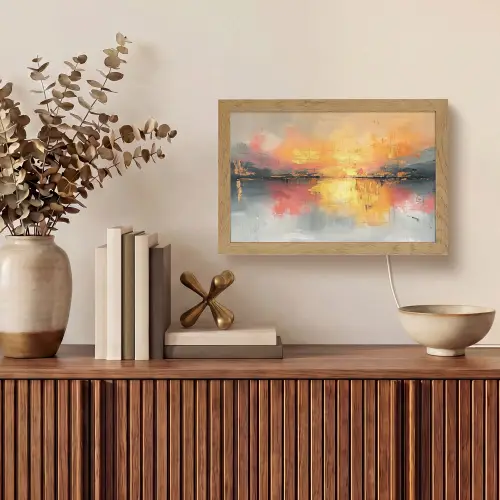Modern - Abstract - Goud - Roze Light Box met kabel (Tafellamp) klein -sfeer2