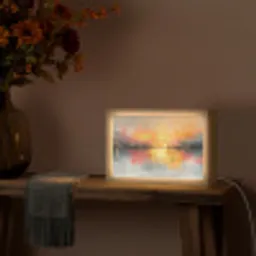 Modern - Abstract - Goud - Roze Light Box met kabel (Tafellamp) klein -sfeer4