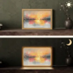 Modern - Abstract - Goud - Roze Light Box met kabel (Tafellamp) klein -sfeer3