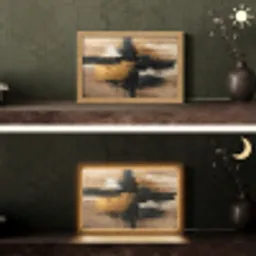 Modern - Zwart - Goud - Verf Light Box met kabel (Tafellamp) klein -sfeer3