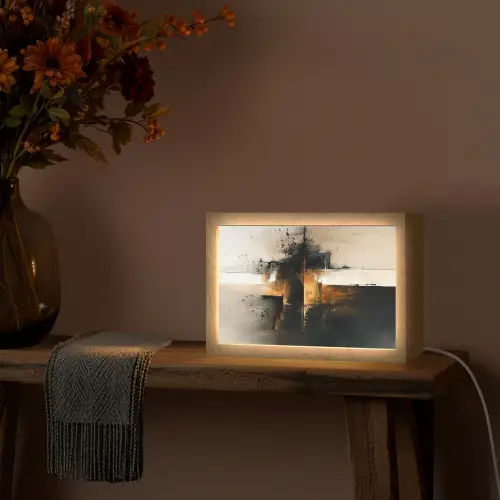 Modern - Zwart - Verf - Goud Light Box met kabel (Tafellamp) klein -sfeer4