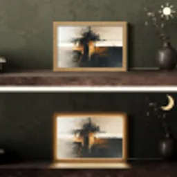 Modern - Zwart - Verf - Goud Light Box met kabel (Tafellamp) klein -sfeer3