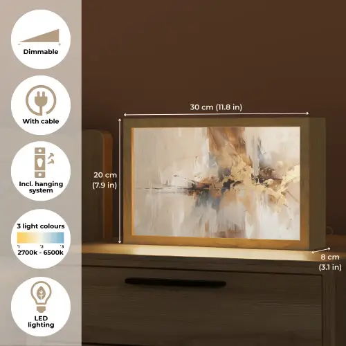 Modern - Bruin - Abstract - Beige Light Box met kabel (Tafellamp) klein -USP_EN