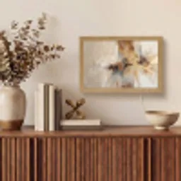 Modern - Bruin - Abstract - Beige Light Box met kabel (Tafellamp) klein -sfeer2