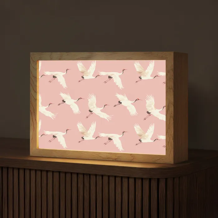 Modern - Kraanvogels - Roze Light Box met kabel (Tafellamp) klein 924 -z3d_website