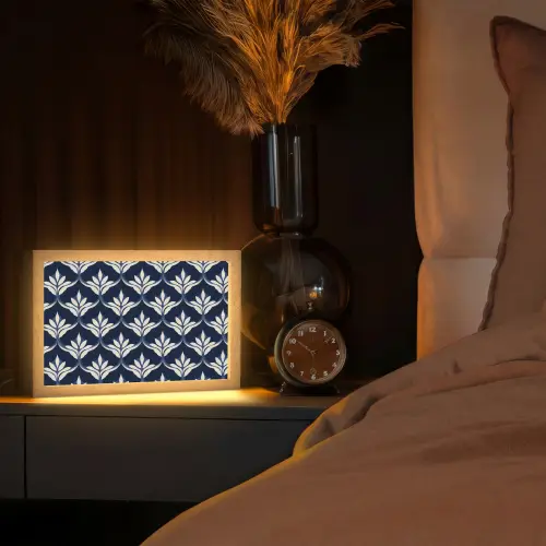 Modern - Ontwerp - Blauw Light Box met kabel (Tafellamp) klein 924 -sfeer1