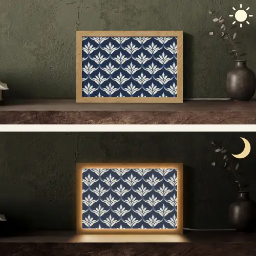 Modern - Ontwerp - Blauw Light Box met kabel (Tafellamp) klein 924 -sfeer3