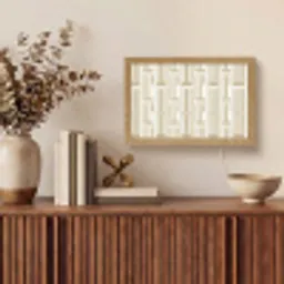 Modern - Geometrisch - Beige Light Box met kabel (Tafellamp) klein 924 -sfeer2