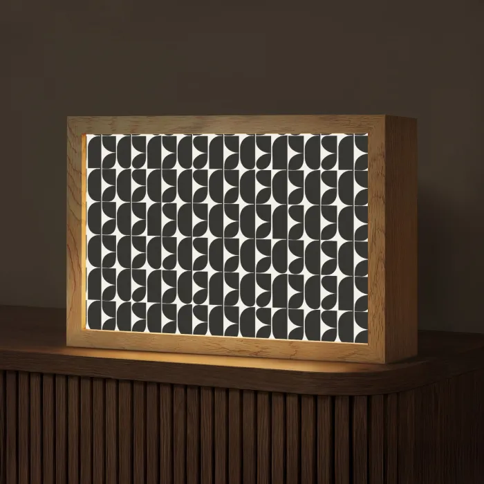 Modern - Geometrisch - Zwart Light Box met kabel (Tafellamp) klein 924 -z3d_website