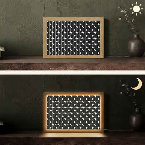 Modern - Geometrisch - Zwart Light Box met kabel (Tafellamp) klein 924 -sfeer3