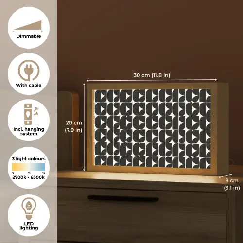 Modern - Geometrisch - Zwart Light Box met kabel (Tafellamp) klein 924 -USP_EN