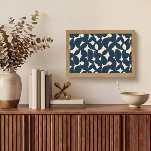 Modern - Geometrisch - Blauw Light Box met kabel (Tafellamp) klein 924 -sfeer2