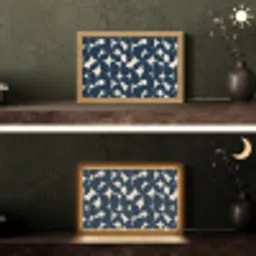 Modern - Geometrisch - Blauw Light Box met kabel (Tafellamp) klein 924 -sfeer3