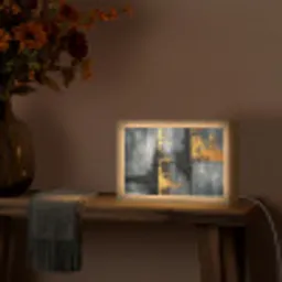 Modern - Goud - Grijs - Patroon Light Box met kabel (Tafellamp) klein -sfeer4