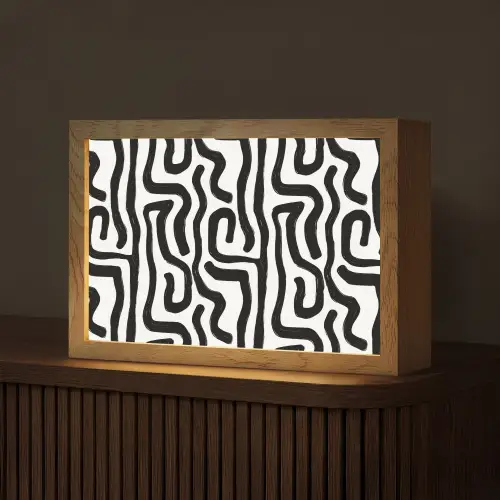 Modern - Lijnen - Zwart Light Box met kabel (Tafellamp) klein 924 -z3d_website