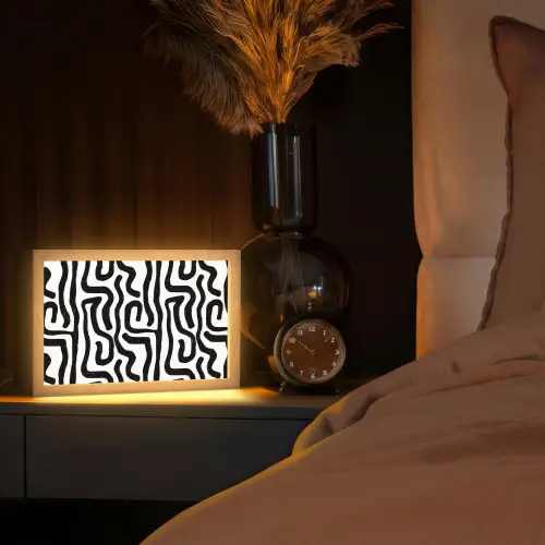 Modern - Lijnen - Zwart Light Box met kabel (Tafellamp) klein 924 -sfeer1