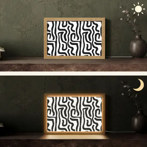 Modern - Lijnen - Zwart Light Box met kabel (Tafellamp) klein 924 -sfeer3