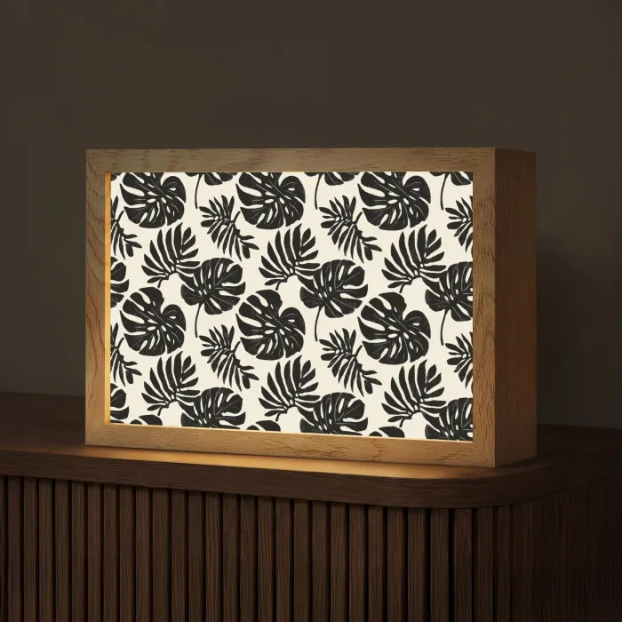 Modern - Monstera - Zwart Light Box met kabel (Tafellamp) klein 924 -z3d_website
