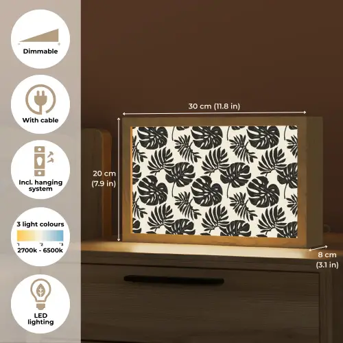 Modern - Monstera - Zwart Light Box met kabel (Tafellamp) klein 924 -USP_EN