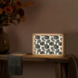 Modern - Monstera - Zwart Light Box met kabel (Tafellamp) klein 924 -sfeer4