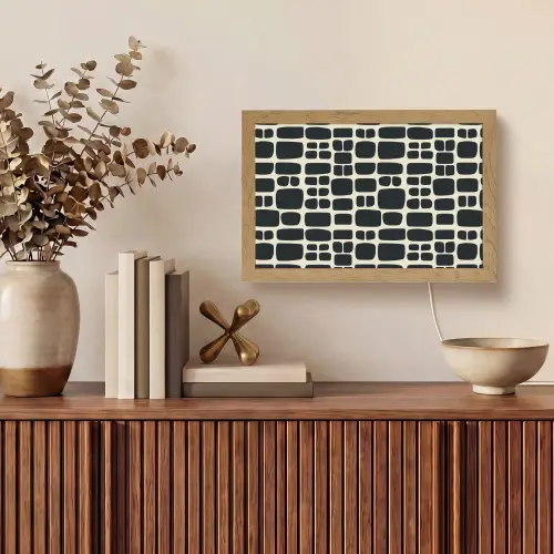 Modern - Organisch - Zwart Light Box met kabel (Tafellamp) klein 924 -sfeer2