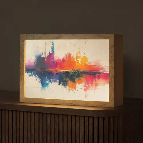 Modern - Verf - Kunst - Kleurrijk Light Box met kabel (Tafellamp) klein -z3d_website