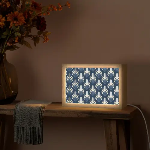 Modern - Patroon - Blauw Light Box met kabel (Tafellamp) klein 924 -sfeer4