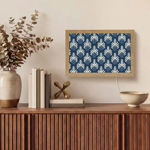 Modern - Patroon - Blauw Light Box met kabel (Tafellamp) klein 924 -sfeer2