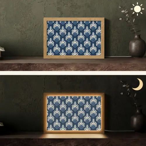 Modern - Patroon - Blauw Light Box met kabel (Tafellamp) klein 924 -sfeer3