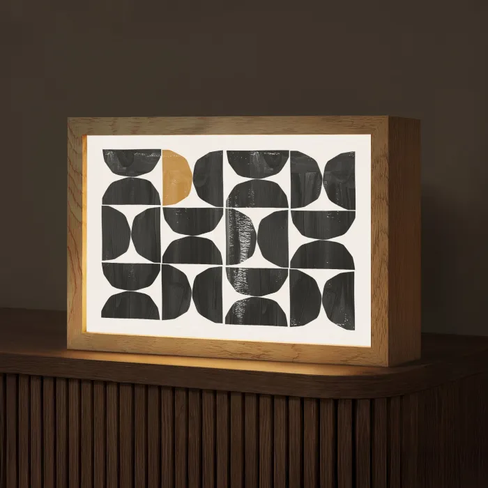 Modern - Halve cirkel - Goud - Zwart Light Box met kabel (Tafellamp) klein -z3d_website