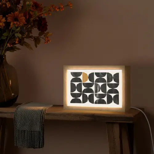 Modern - Halve cirkel - Goud - Zwart Light Box met kabel (Tafellamp) klein -sfeer4