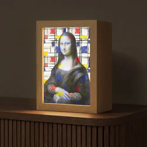 Mona Lisa - Mondriaan - Oude Meesters Light Box met kabel (Tafellamp) klein -z3d_website