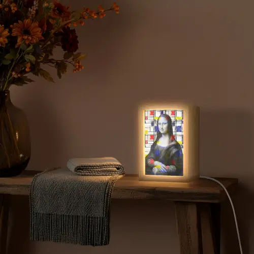 Mona Lisa - Mondriaan - Oude Meesters Light Box met kabel (Tafellamp) klein -sfeer4